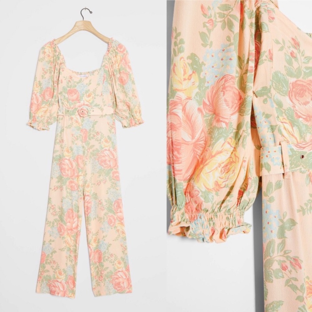 Faithfull the Brand Floral Jumpsuit Peach Paula S